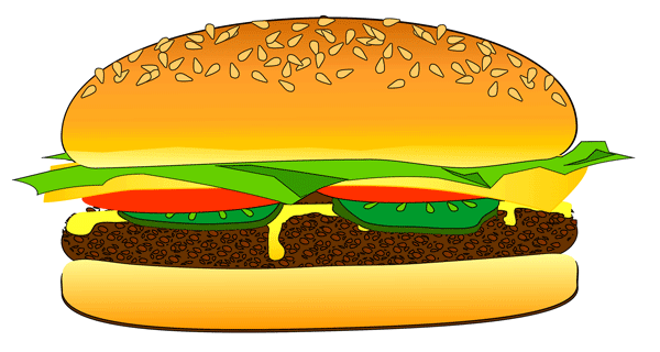 Illustration of a classic American hamburger or cheeseburger