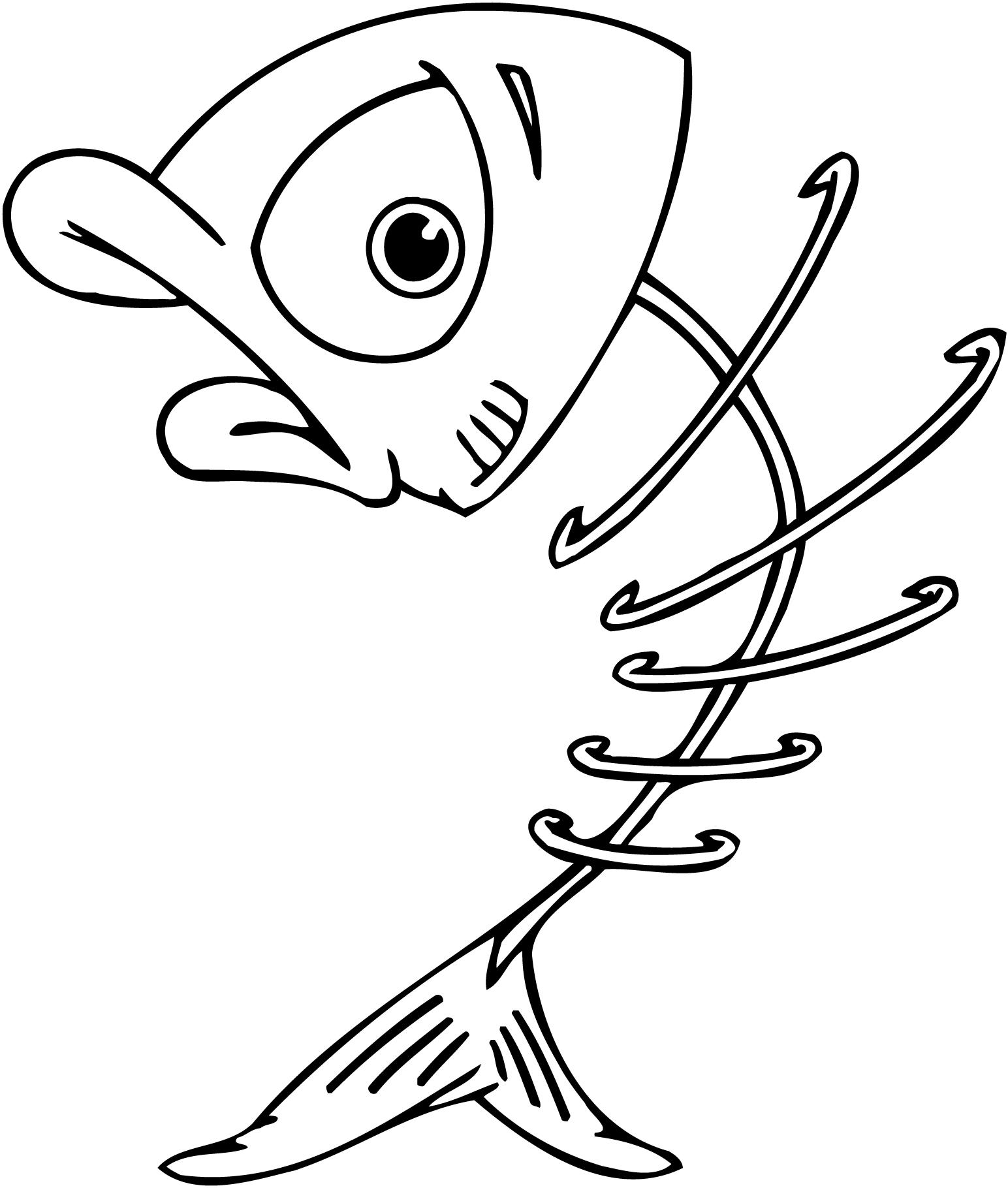 printable cartoon skeleton of a fish bones for kids - Coloring ...