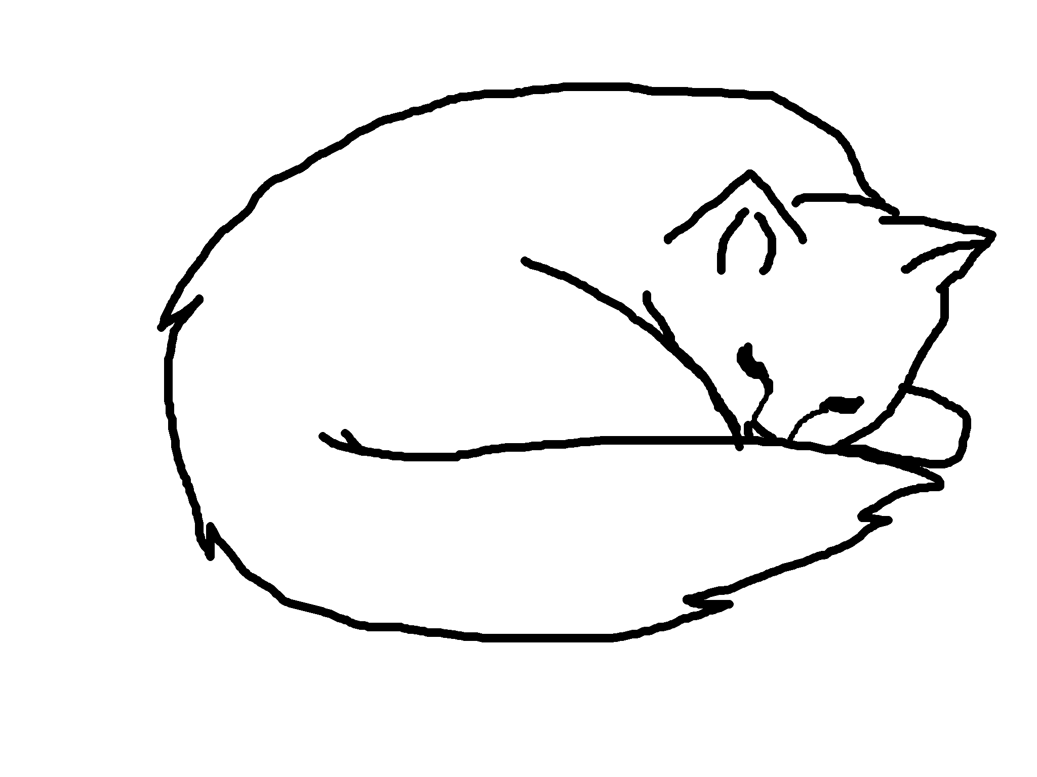 Longhaired Sleeping cat lineart