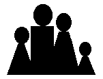 People clip art of black and white silhouettes of families