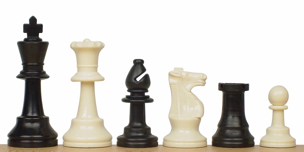 Value Club Plastic Chess Set in Black & Ivory - 3.75" King