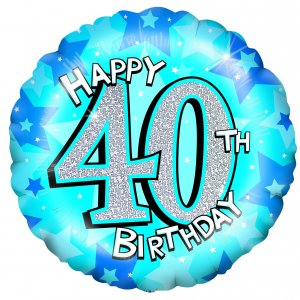 40th Birthday Balloon Blue Shimmer
