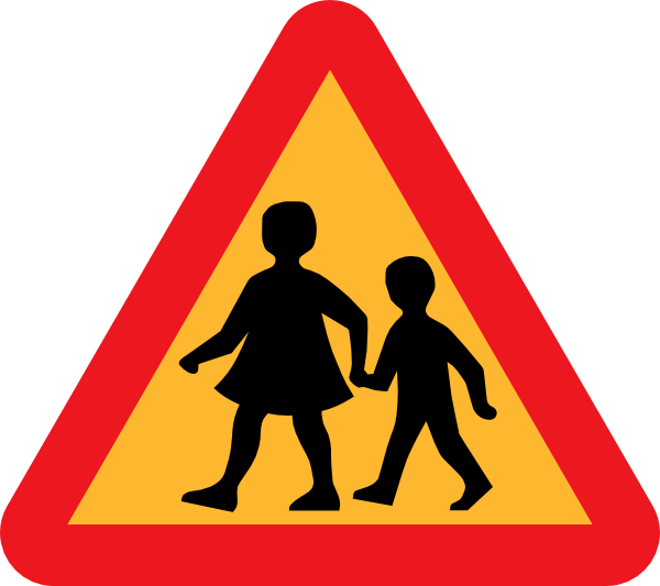 Child And Parent Crossing Road Sign clip art Free Vector