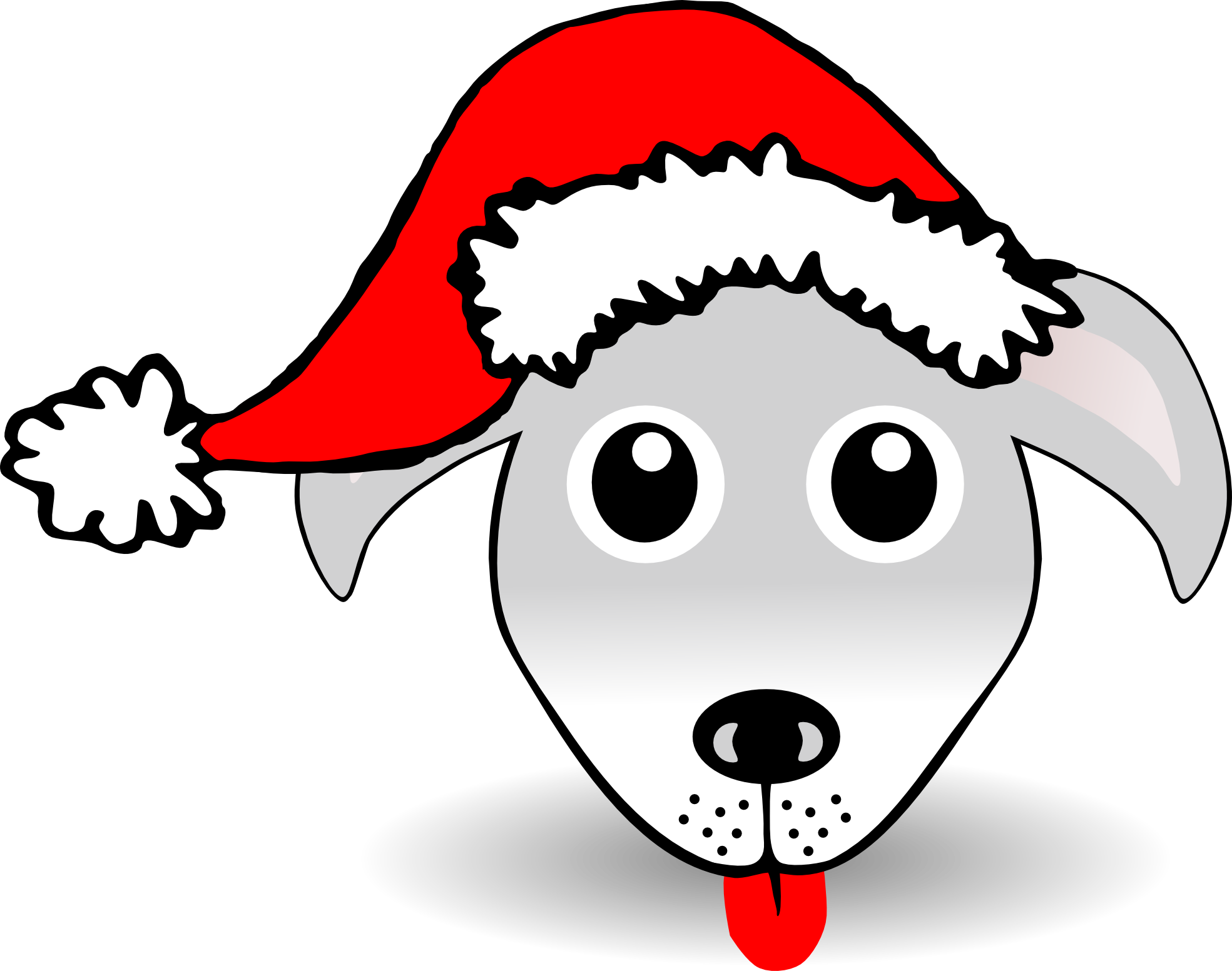 Clip Art: Dog 1 face Grey Santa Hat Animal ...