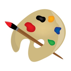 Painting Clipart Image - Paint Palette With A Paintbrush