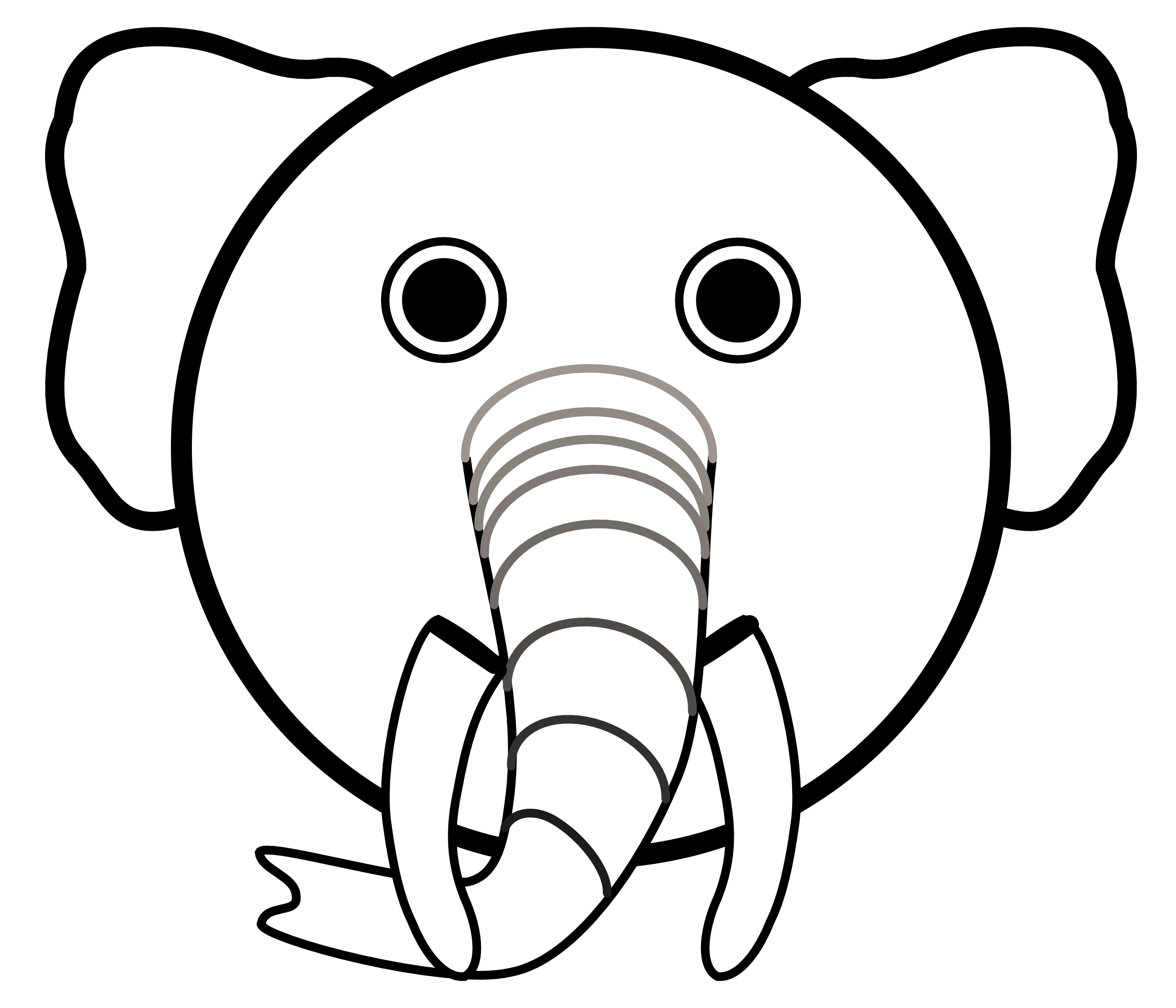 Clip Art: Linuxien Elephant Black White Line Art ...