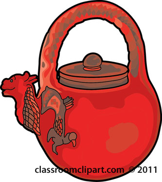 Ancient China : chinese-tea-pot-red-dragon : Classroom Clipart