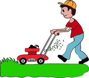 Free clipart man mowing lawn