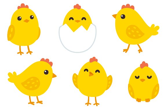 Cute baby chickens + patterns ~ Illustrations on Creative Market