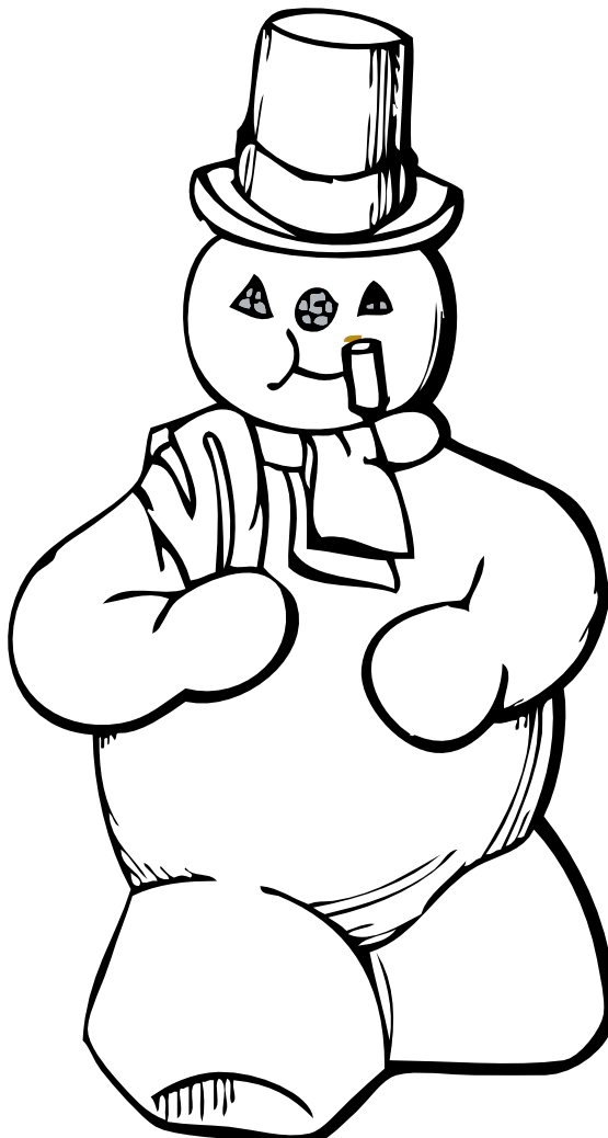 Clip Art Snowman Black White Line Art Coloring