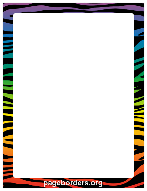 Rainbow Zebra Print Border: Clip Art, Page Border, and Vector Graphics