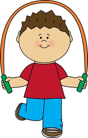Boy jumping rope clipart