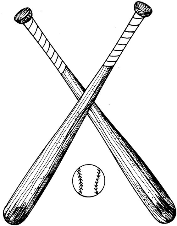 Baseball bat and ball clipart black and white