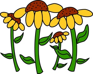 Daisies Clipart Image - Cartoon Daisies Floral Design
