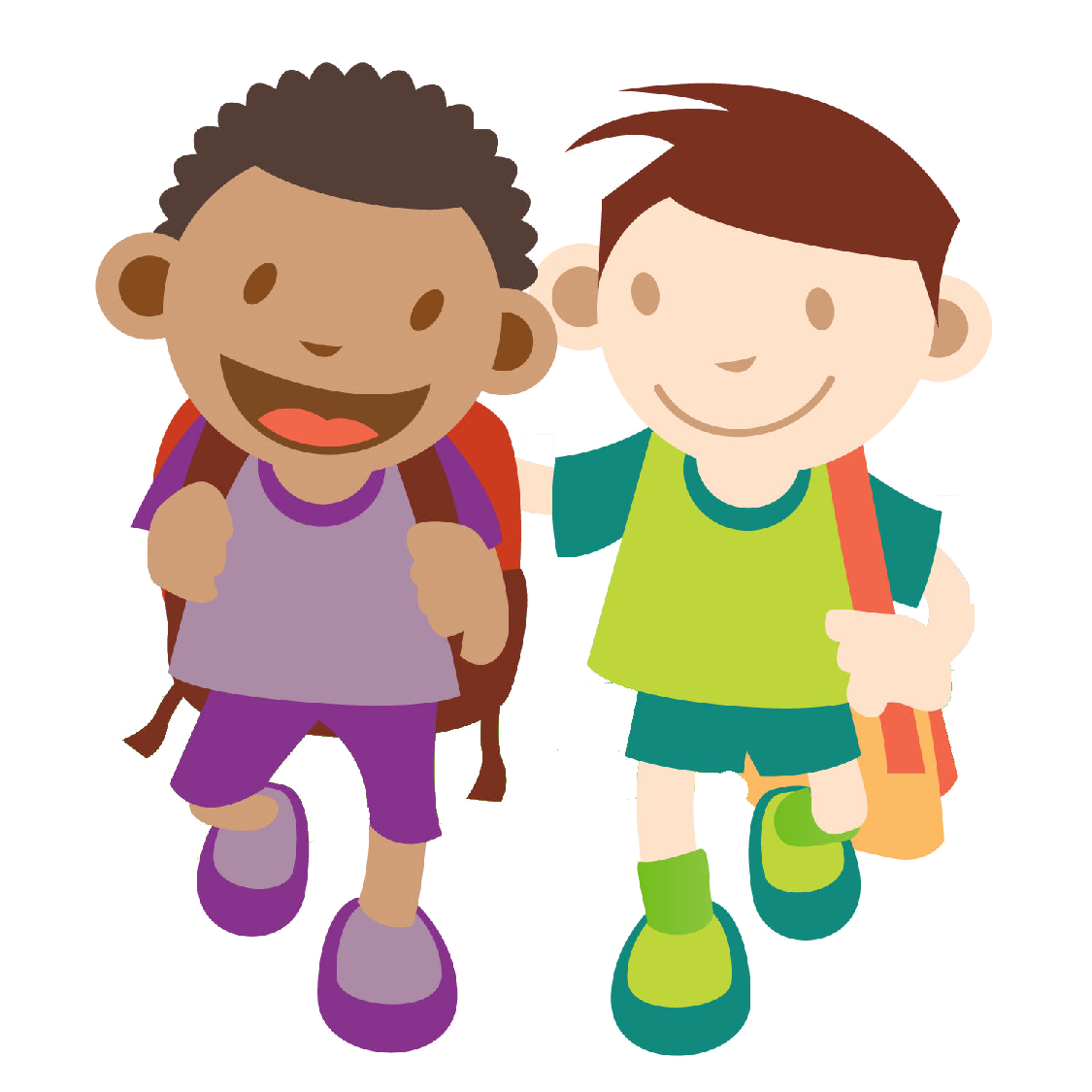 Middle school students walking clipart