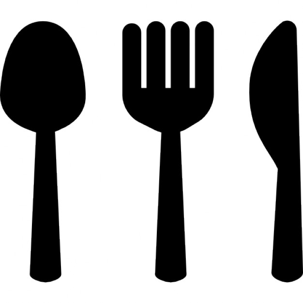 Spoon fork and knive silhouettes restaurant symbol Icons | Free ...