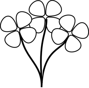 Black and white flower with stem clipart