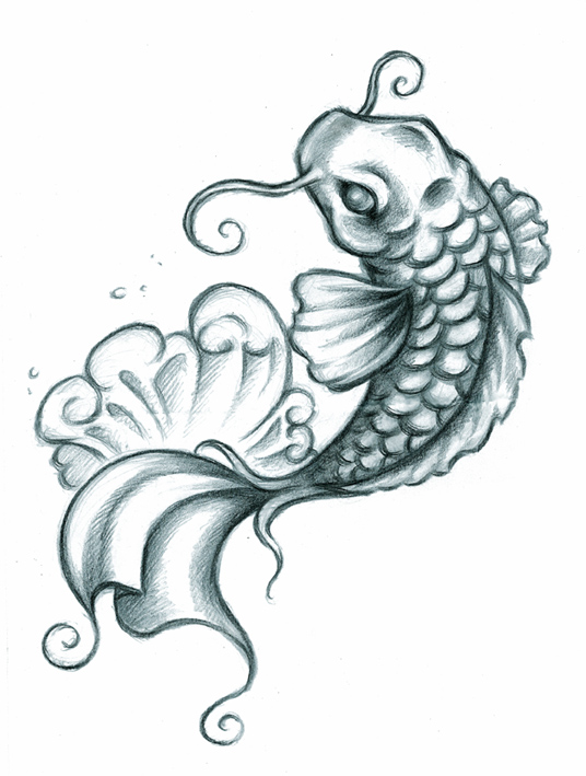 Freehand Koi Fish Tattoo Design | Tattoobite.com