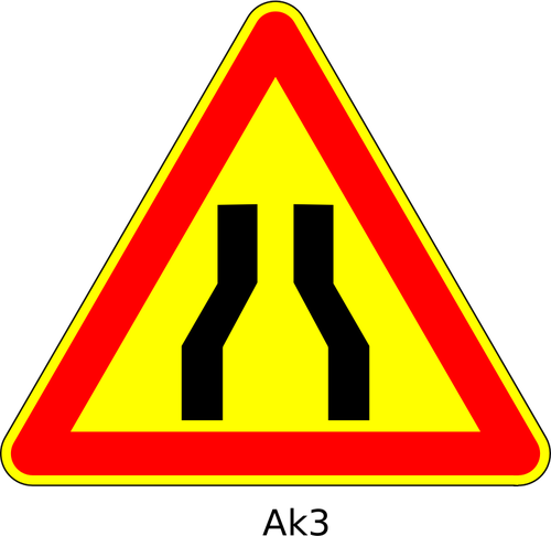 Vector illustration of road narrows ahead temporary triangular ...
