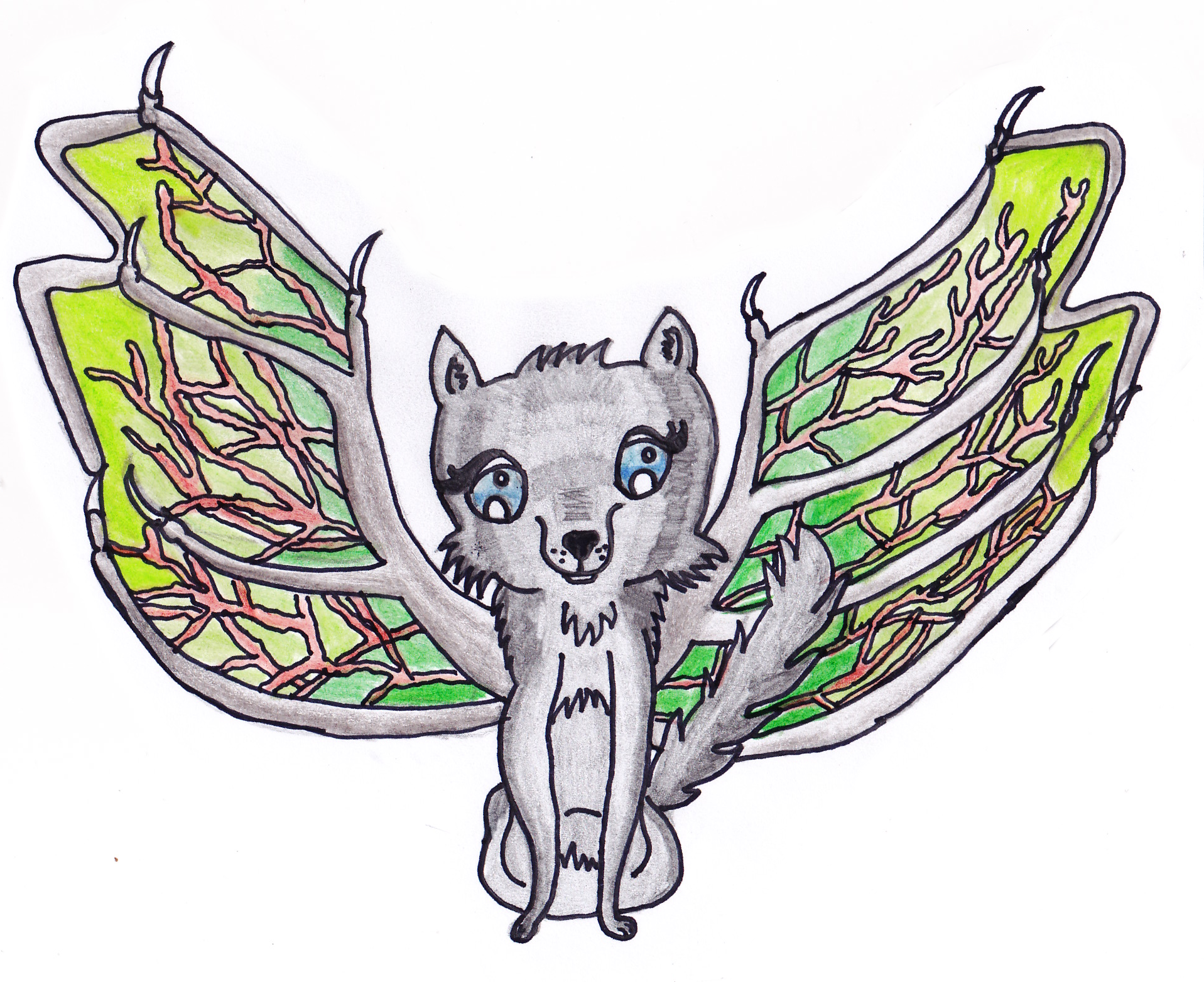 Wolf with wings clipart