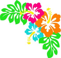 Hawaiian flowers border clip art
