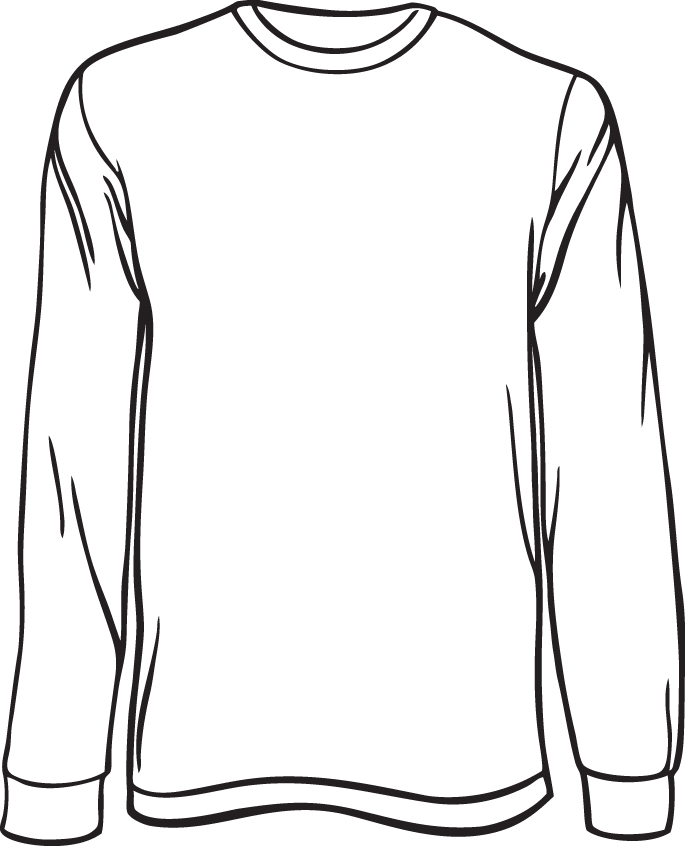 Long sleeve t shirt outline clipart