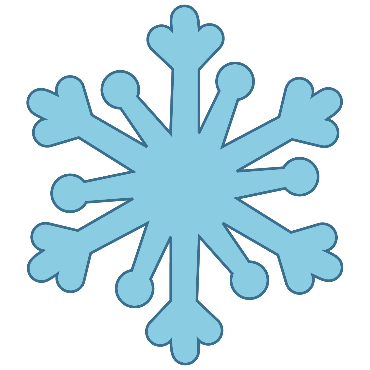 Blue snowflake outline clipart