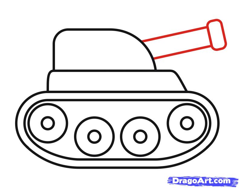 How to Draw a Tank for Kids, Step by Step, Cars For Kids, For Kids ...