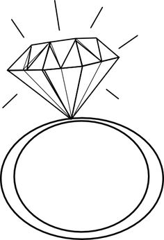 Diamond ring template clipart black and white