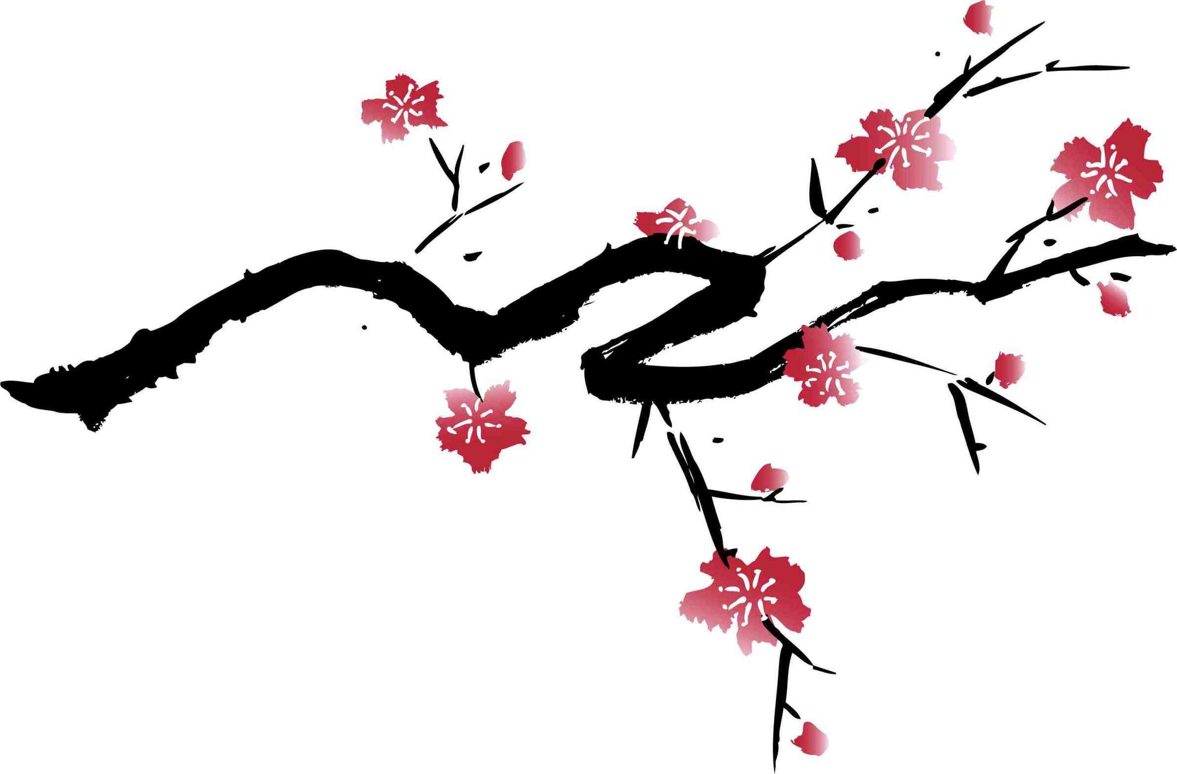 Cherry blossom clipart black and white