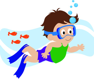 Swimming Clipart Image - Brown Haired Boy Swimming Underwater