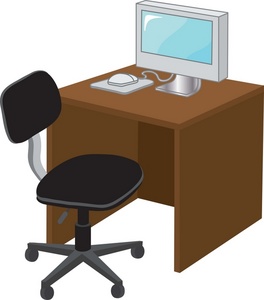 Desk Clipart Image - Clip Art Illustration of a Computer and Mouse ...