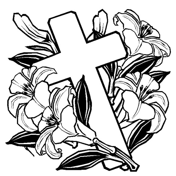 Easter Coloring Pages Cross With Flowers - Easter Coloring pages ...