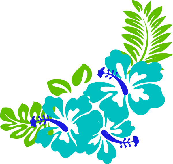 Blue Green Tropical Flowers Clip Art - vector clip ...