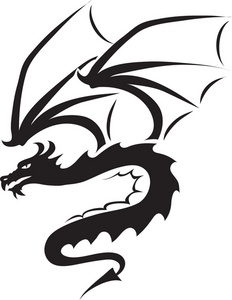 Free Dragon Clip Art Image - Silhouette of a Fire Breathing Dragon ...