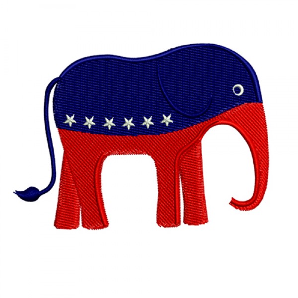New Republican Elephant Symbol Political Embroidery Design
