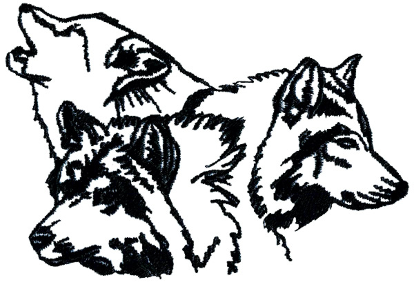 Animals Embroidery Design: Wolf Pack Outline from Grand Slam Designs