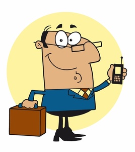 Attorney Clipart Image - Rich Lawyer with Cell Phone