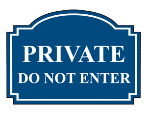 Enter / Exit: Private Do Not Enter sign #EGRE-13360_White_on_Blue ...