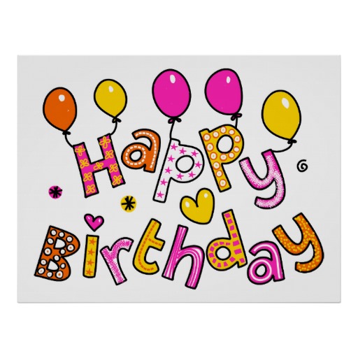 Cute Happy Birthday Party Greeting Text Expression Poster from Zazzle.
