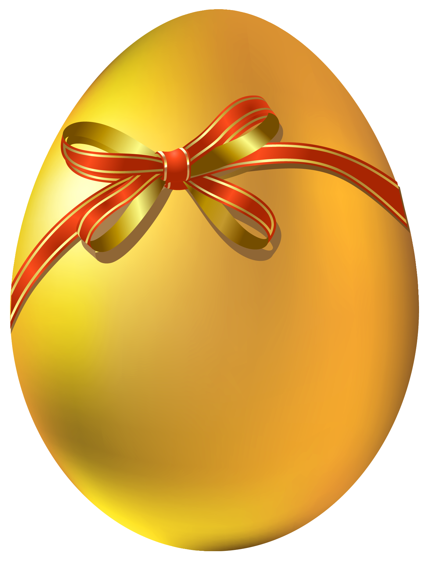 Gold Easter Egg with Red Bow PNG Clipart