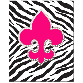 Bling Fleur De Lis with Hot Pink Zebra Background Print Art ...