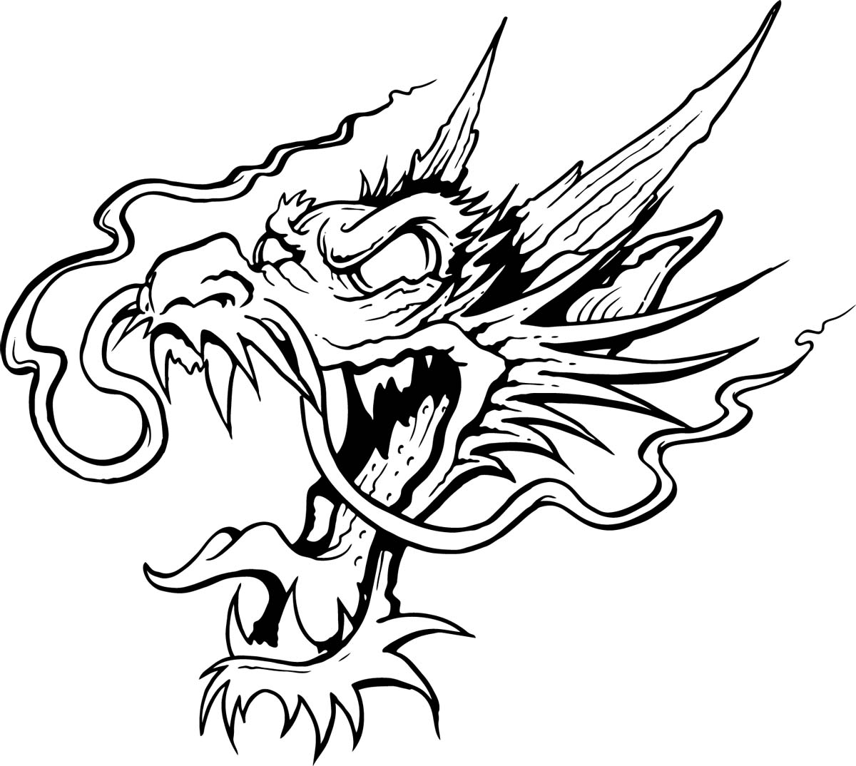 Screaming Dragon «Line drawing «Other «Tattoo, tattoo design art