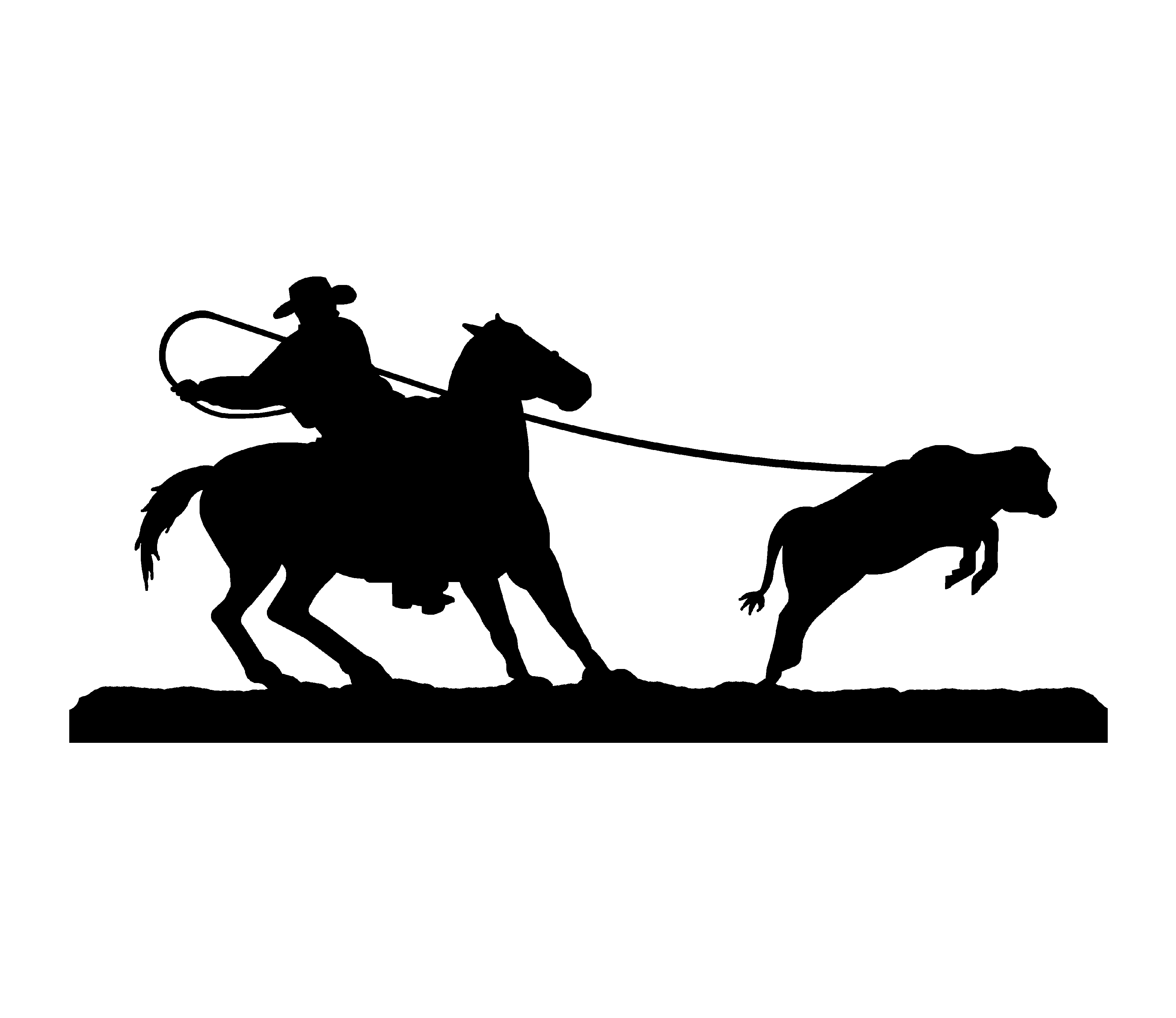 Cowboy Roping Silhouette Clipart. 