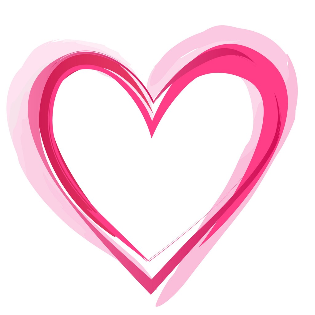 Pink simple heart outline clipart