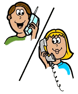 Two people talking on the phone clipart