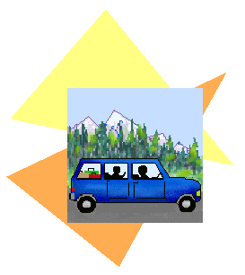 Summer clip art of luggage and family in a car traveling through ...