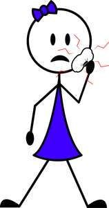 Toothache Clipart Image - Stick Figure Girl Holding Ice on a Toothache
