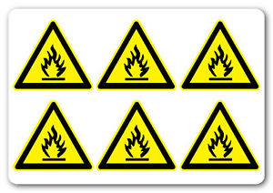 6No | 50x50mm ] HIGHLY FLAMMABLE LOGO | health and safety | signs ...