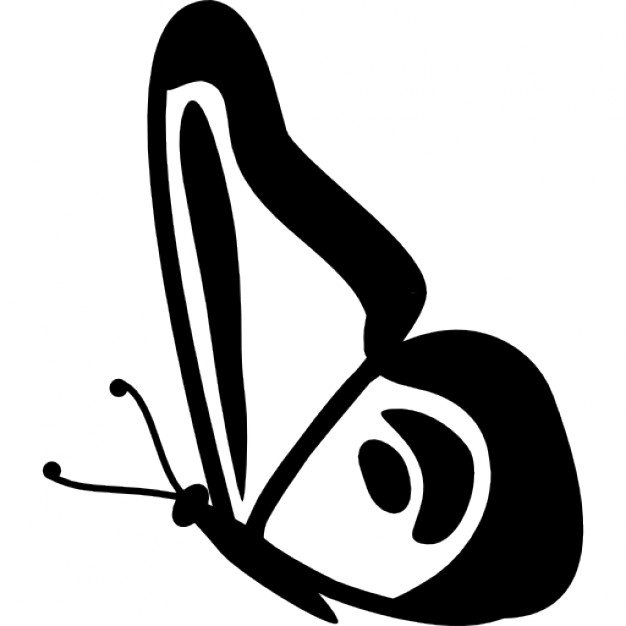 Side profile butterfly clipart outline
